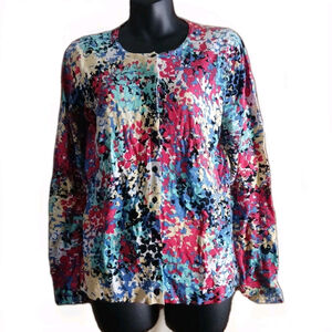 August Silk Floral Cardigan Sweater Womens Small